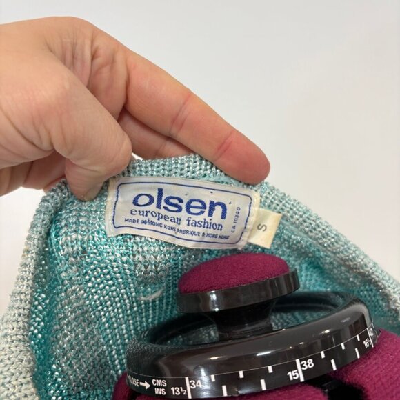 Vintage OLSEN Style Pullover Round Neck Long Sleeve Cotton Knit Sweater S - Picture 7 of 11